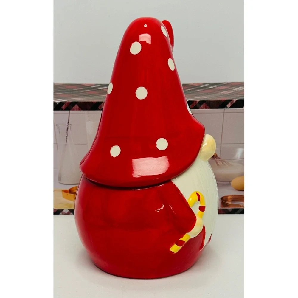 CWC Cook With Color Red White 6 Piece Holiday Gnome Cookie Jar & Cutter Set New
